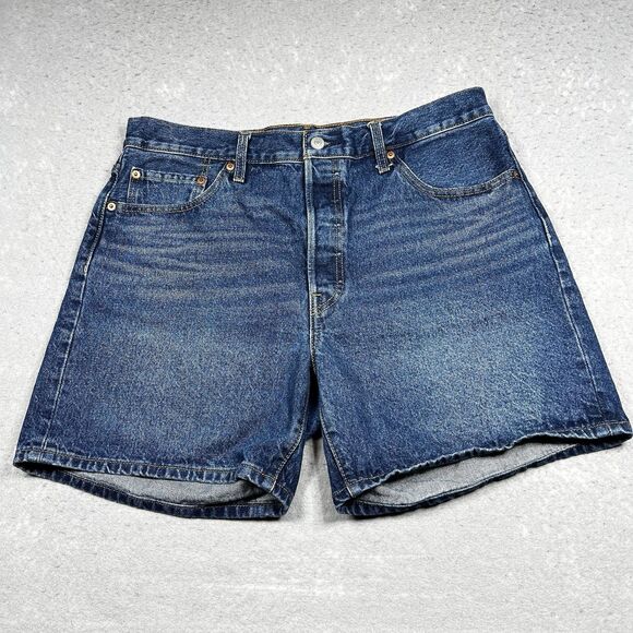 Levis 501 Shorts Mens Size 33 Blue Denim Button Jean Pockets Inseam 6 in - Picture 1 of 13